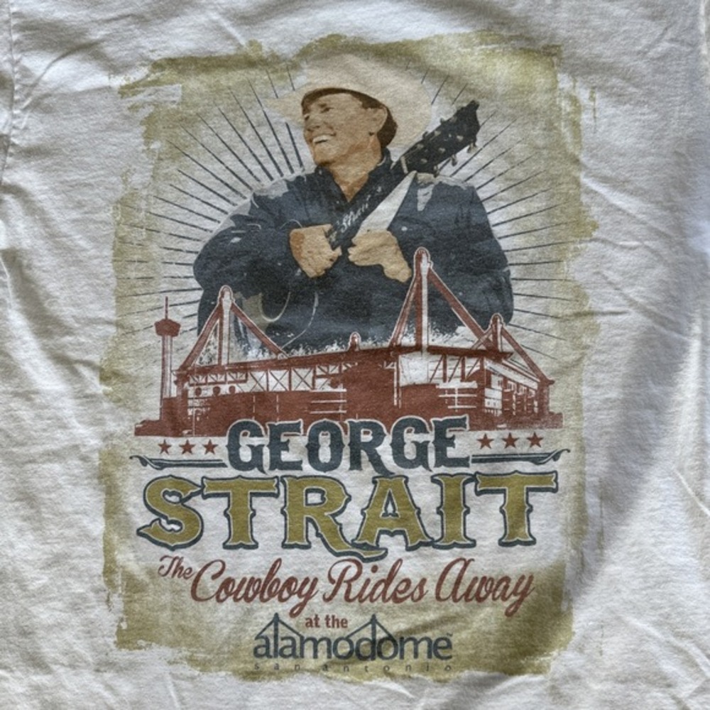 George Strait Double Sided The Cowboy Rides Away Alamodome Med Tshirt Texas Rare - Picture 11 of 15